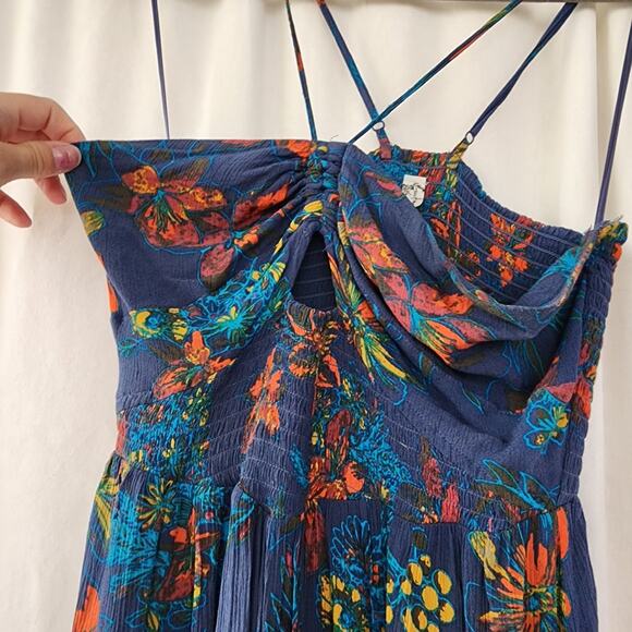 Free People One Step Ahead Maxi Dress in Blue Size Small Festival Boho - Picture 11 of 12